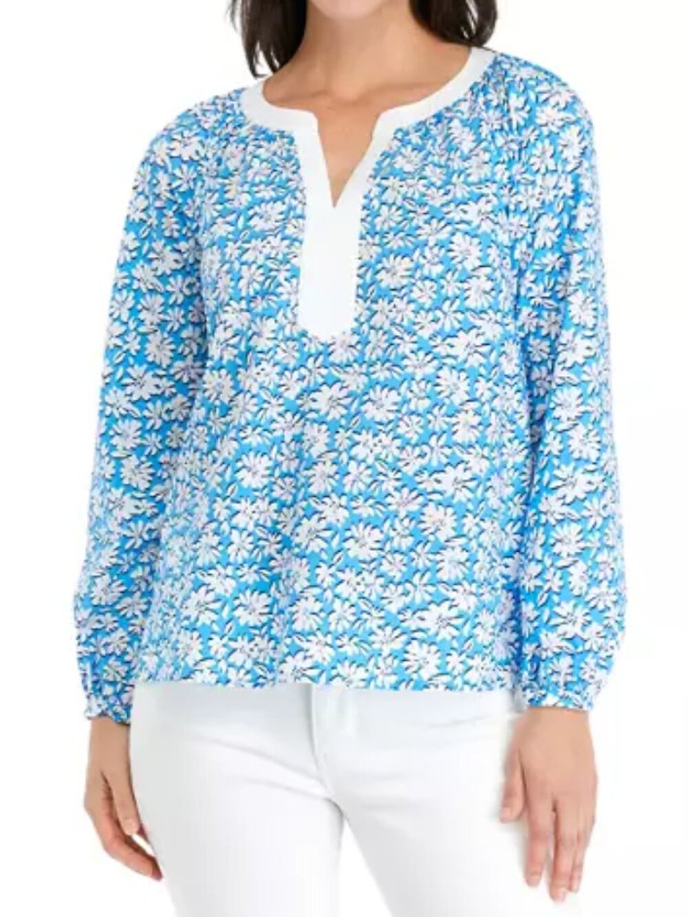 Lilly Pulitzer Women's Camryn Tunic Shirt, Lunar Blue Palm Beach Petals
